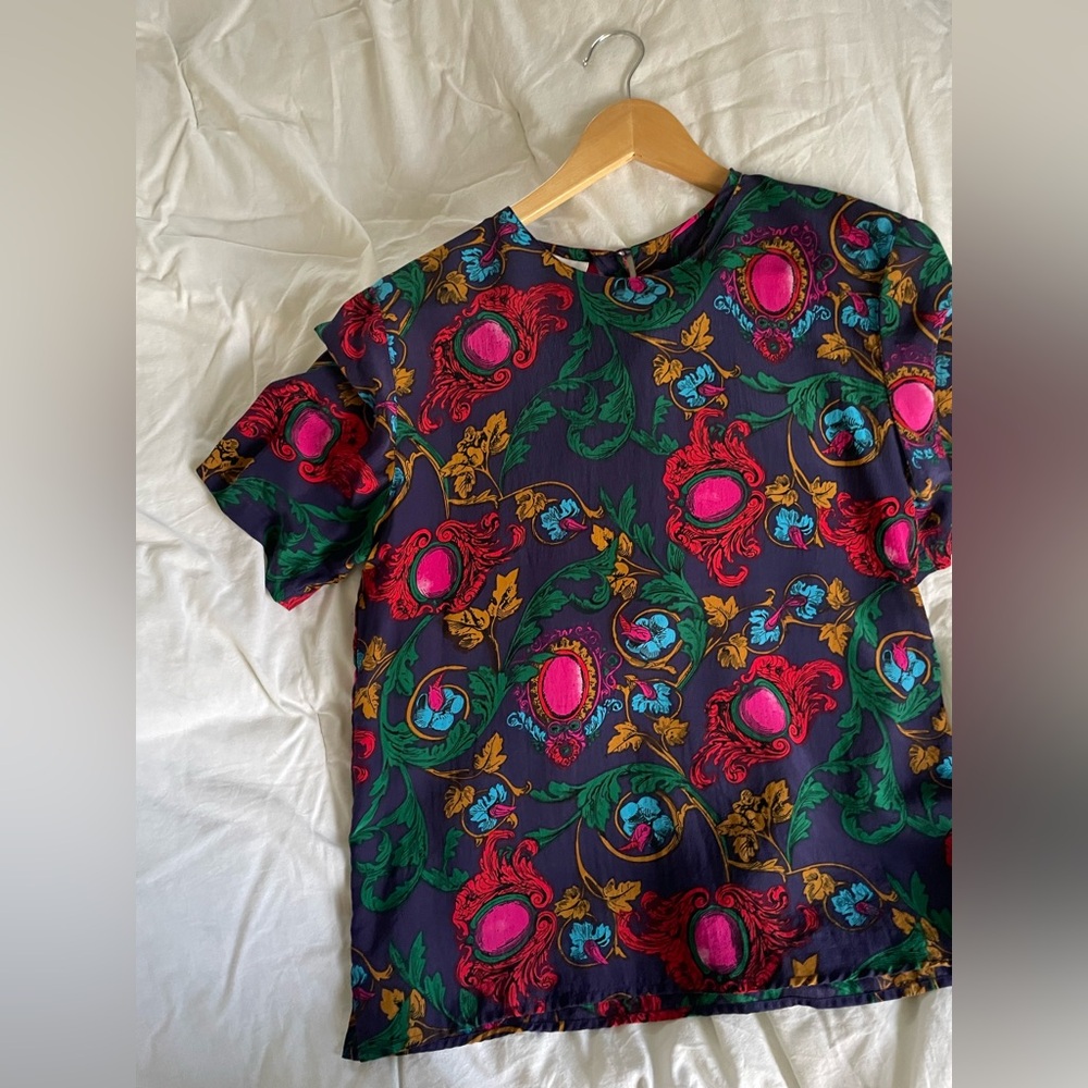 Vintage Christie and Jill silk printed blouse